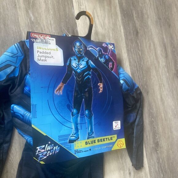Kids' DC Comics Blue Beetle Halloween Costume Jumpsuit with Mask Small 6 - Picture 2 of 5